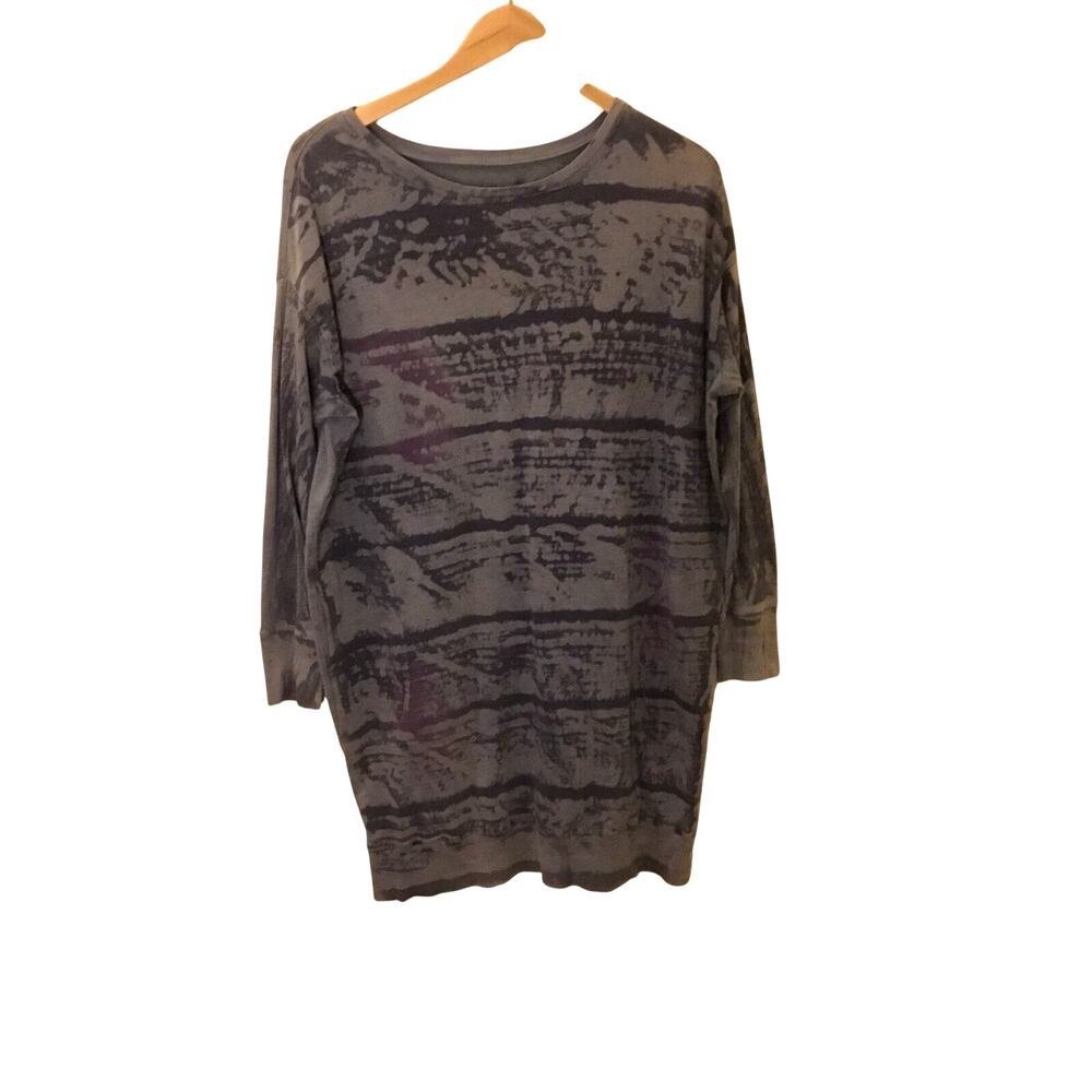 Raquel Allegra LS Tie Dye Shift Midi Dress 2 SIDED PATTERN Ribbed Cuffs & Hem